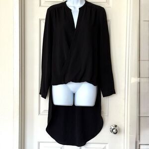 Philosophy Long sleeved Surplice Neck Tunic High-Low Blouse